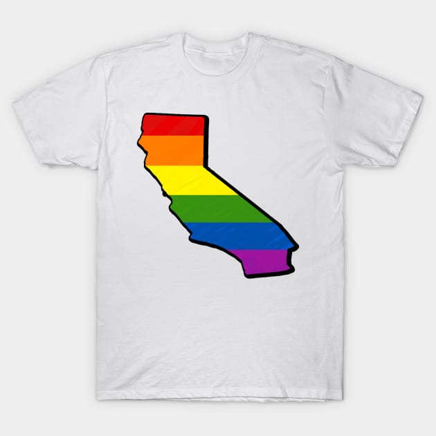 Rainbow California Outline T-Shirt by Mookle